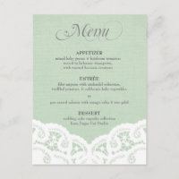 Menu Mariage Mint Lace Doily