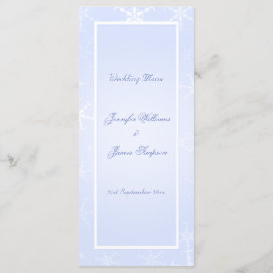 Menu mariage Modèle Flammes de neige d'hiver Bleu