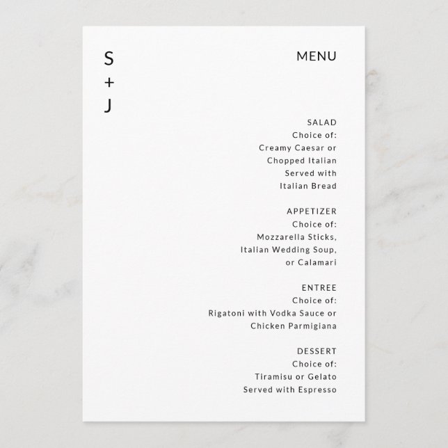 Menu Mariage moderne (Devant)