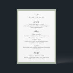 Menu Mariage Moderne au Vert Sauge Élégant avec Monogra<br><div class="desc">Menus de mariage modernes présentant un design épuré avec des polices serif et script.</div>