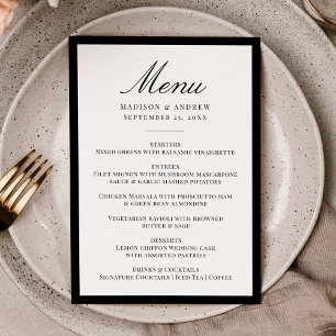 Menu Mariage Moderne avec Bordure Noire