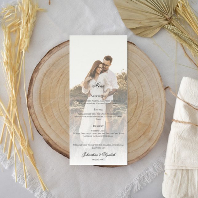 Menu Mariage Moderne avec Photo et Superposition (Modern Photo and Overlay Wedding Menu)