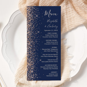 Menu Mariage Moderne Bleu Nuit avec Paillettes de Pêche