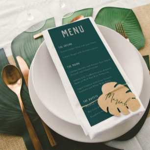 Menu Mariage moderne Boho Arch Green Grey Typographie