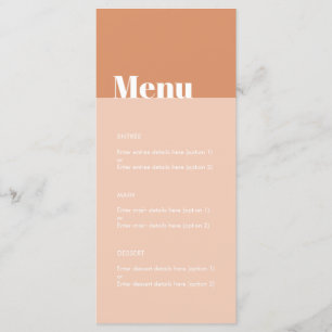 Menu Mariage moderne Bold Tan & Blush Desert Boho