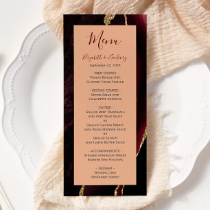 Menu Mariage Moderne Bourgogne Or Agate Pêche
