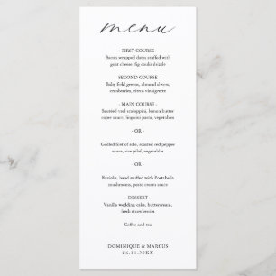 Menu Mariage Moderne Calligraphie Élégante