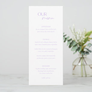 Menu Mariage Moderne Chic Lilas