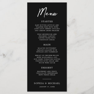 Menu Mariage moderne contemporain noir et blanc