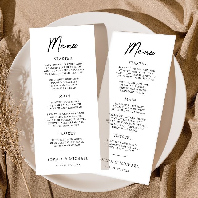 Menu Mariage moderne contemporain noir et blanc (Créateur téléchargé)