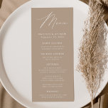 Menu Mariage moderne Elegance Taupe<br><div class="desc">Menu de mariage simple et élégant avec "Menu" affiché dans un script blanc moderne avec un arrière - plan taupe ou couleur de votre choix. Personnalisez le menu taupe mariage en ajoutant vos noms, votre date de mariage et vos informations de menu. Conçu pour coordonner avec notre collection de mariages...</div>