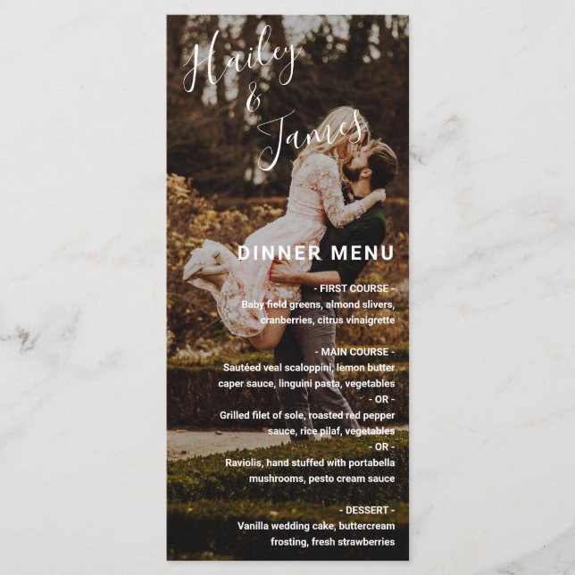 Menu Mariage Moderne Élégant en Photo (Devant)