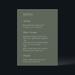 Menu Mariage Moderne Élégant Vert Olive<br><div class="desc">Menu de mariage moderne avec un design simple et élégant.</div>