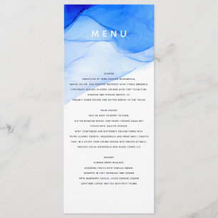 Menu mariage moderne, élégante, bleue et blanche