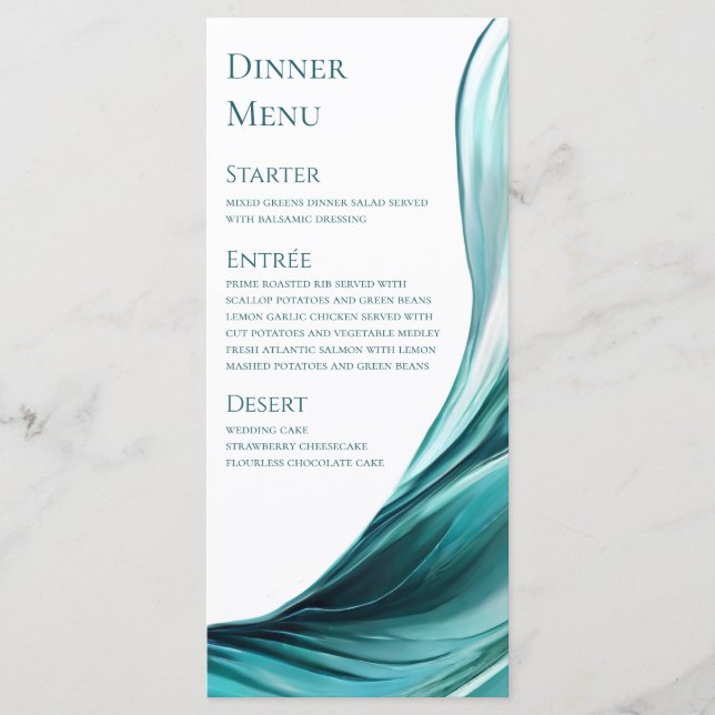 Menu mariage-Moderne Emerald Green- (Devant)
