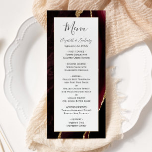 Menu Mariage Moderne en Agate et Or de Bourgogne