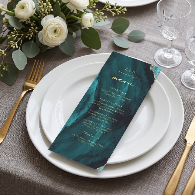 Menu Mariage moderne en agate turquoise (Créateur téléchargé)