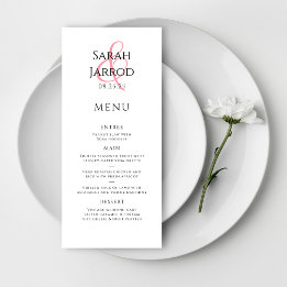Menu Mariage moderne et élégant corail rose