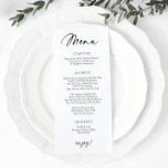 Menu Mariage moderne Fun Décontracté écriture manu<br><div class="desc">Vous recherchez un menu mariage moderne pour impressionner vos invités ? Ne cherchez plus ! Notre menu mariage imprimé sur mesure comprend un script de style écriture décontracté et amusant qui ajoute une touche personnelle à votre réception. Notre impression de haute qualité assure que le menu moderne est beau et facile...</div>
