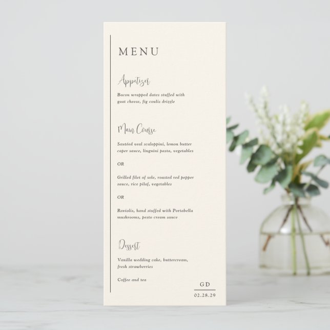 Menu Mariage Moderne Grace Ivory (Debout devant)