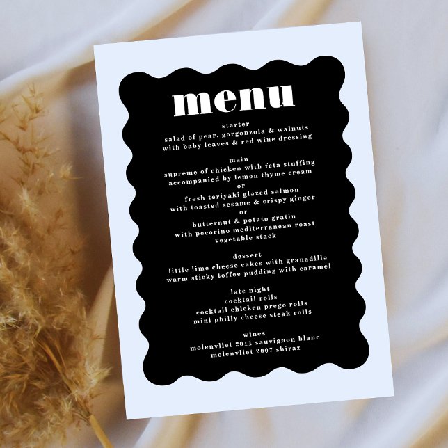 Menu Mariage moderne Gras fractionné noir blanc (Créateur téléchargé)