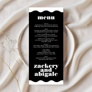 Menu Mariage moderne Gras Wavy encadré Bordure Blanc No