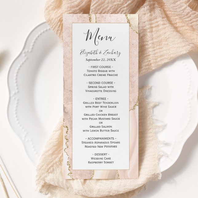 Menu Mariage Moderne Ivoire Agate Or (Créateur téléchargé)