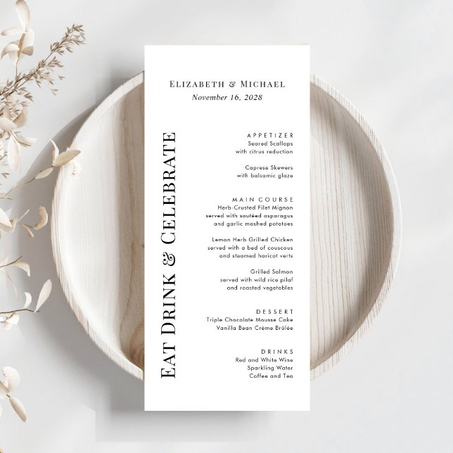 Menu Mariage Moderne Manger Boire Célébrer (Créateur téléchargé)
