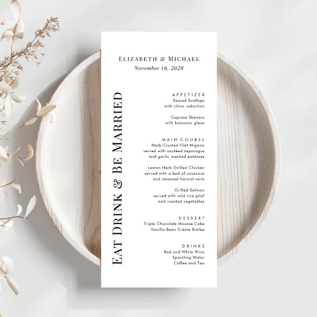 Menu Mariage Moderne Manger Boire Être Marié (Créateur téléchargé)