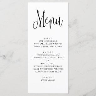 Menu mariage moderne. Menu du dîner noir et blanc