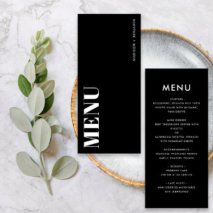 Menu Mariage Moderne Minimaliste Noir et Blanc Audacieu