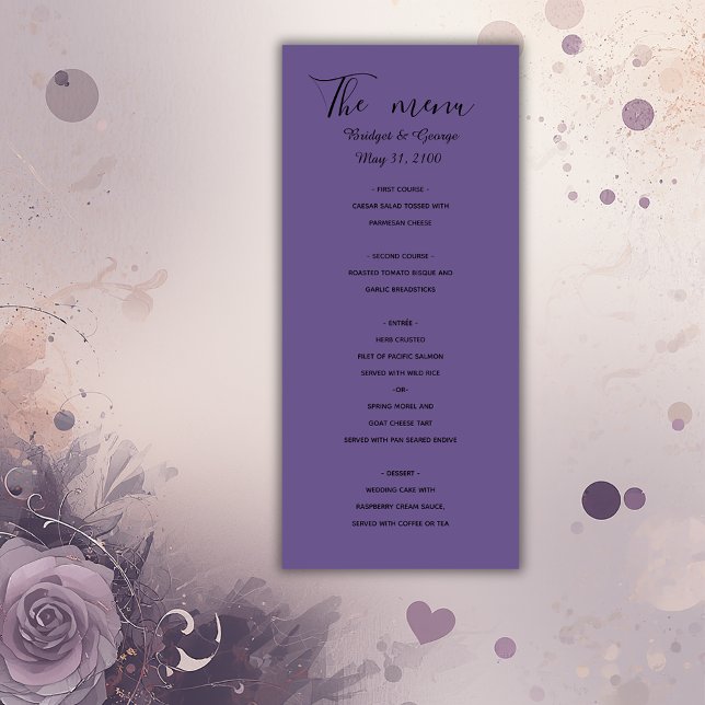 menu mariage moderne minimaliste violet (Créateur téléchargé)