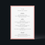 Menu Mariage Moderne Monogramme Rose Corail Élégant<br><div class="desc">Menus de mariage modernes présentant un design épuré avec des polices serif et script.</div>
