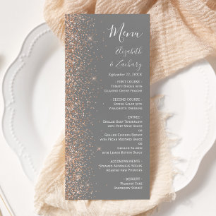 Menu Mariage Moderne Pêche Paillettes Gris