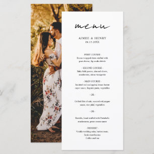 Menu Mariage Moderne Photo Écriture Rustique