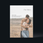 Menu Mariage Moderne Photo Noir et Blanc Élégant<br><div class="desc">Menu de mariage moderne avec un design simple mais élégant.</div>