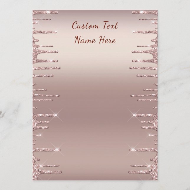 Menu Mariage moderne Rose Gold Blush Parties scint (Devant)
