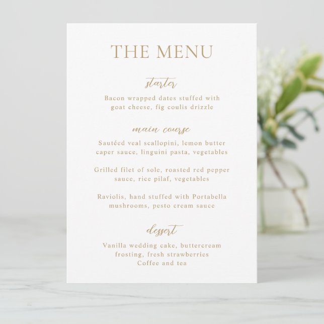Menu Mariage moderne Sophia Gold (Debout devant)