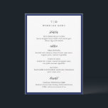Menu Mariage moderne Trisha Navy Blue<br><div class="desc">Menus mariages modernes avec un design épuré avec des polices serif et script.</div>
