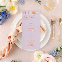 Menu Mariage moderne violet et orange vibrant
