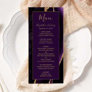 Menu Mariage Moderne Violet Or Agate Prune