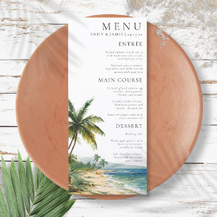Menu Mariage moderne Watercolor Palm Beach