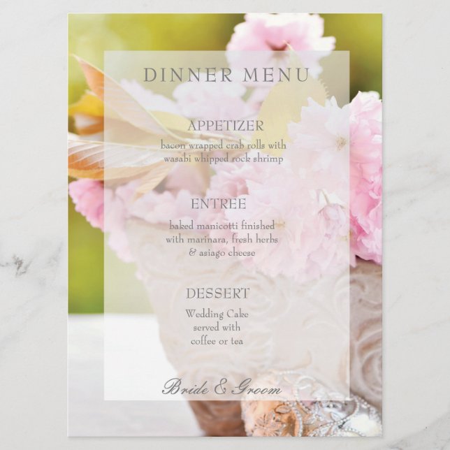 Menu mariage modifiable Cherryblossoms (Devant)