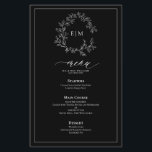 Menu Mariage Monogram Crest noir blanc<br><div class="desc">Créez le cadre de réception parfait ! Nous aimons ce Monogramme noir blanc en poitrine Mariage 5.5"x 8.5" Menu ! Simple, élégant et oh-so-joli, il présente une couronne feuilletée dessinée à la main encerclant un monogramme mariage moderne. Il est personnalisé en typographie élégante, et accentué par la calligraphie lettrée à...</div>