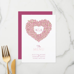 Menu mariage monogramme de couronne de coeur des t