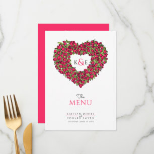 Menu mariage monogramme de couronne de coeur tulip