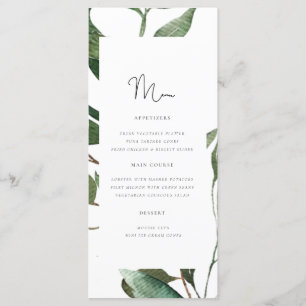 Menu Mariage Monogramme de feuillage simple