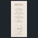 Menu Mariage monogramme de tonalité de la terre à couro<br><div class="desc">Découvrez la beauté de la simplicité grâce à notre menu mariage "Minuscule Monogramme de tonus de Terre à couronne de fleurs". Cette carte de menu sobre et élégante apporte une touche de charme naturel à vos tables mariages. Wreath florale minimale : La pièce maîtresse de ce menu est une courge...</div>