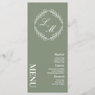 Menu Mariage Monogramme Élégant Script Branch