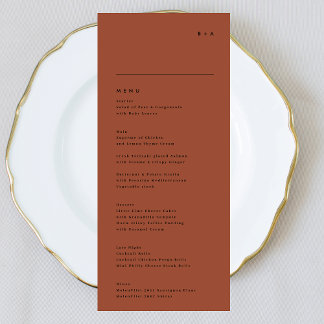 Menu Mariage Monogramme en bande de terre cuite noire m